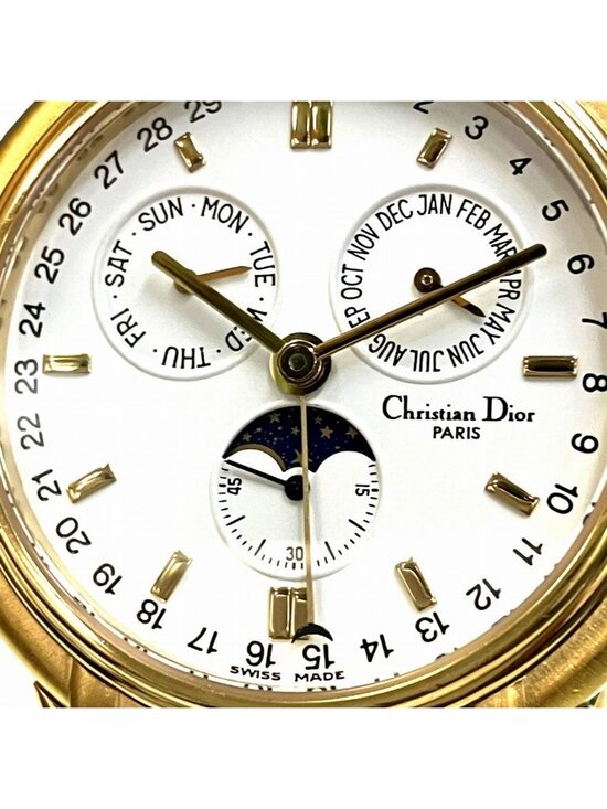 Dior Moon Phase Triple Carre Watch Quartz White Dial 61.271